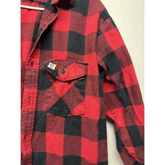 Big Bill Flannel Shirt Mens Large Red Buffalo Plaid Grunge Cowboy Made in USA - Picture 3 of 4
